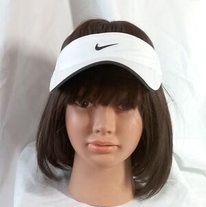Nike Featherlight Dri-Fit Women's White Visor with Black Check Logo